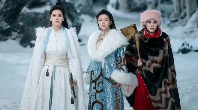 (L-R) Sabrina Qiu, Janice Man and Yun Qianqian in "New Kung Fu Cult Master 2" (2022)