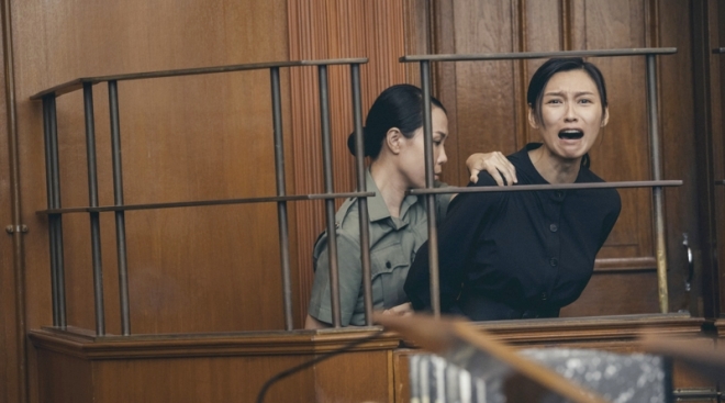 Louise Wong as the wrongfully accused Jolene Tsang in "A Guilty Conscience" (2023)