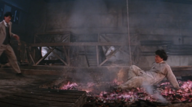 That's an actual bed of red-hot coals in "Drunken Master II" (1994)